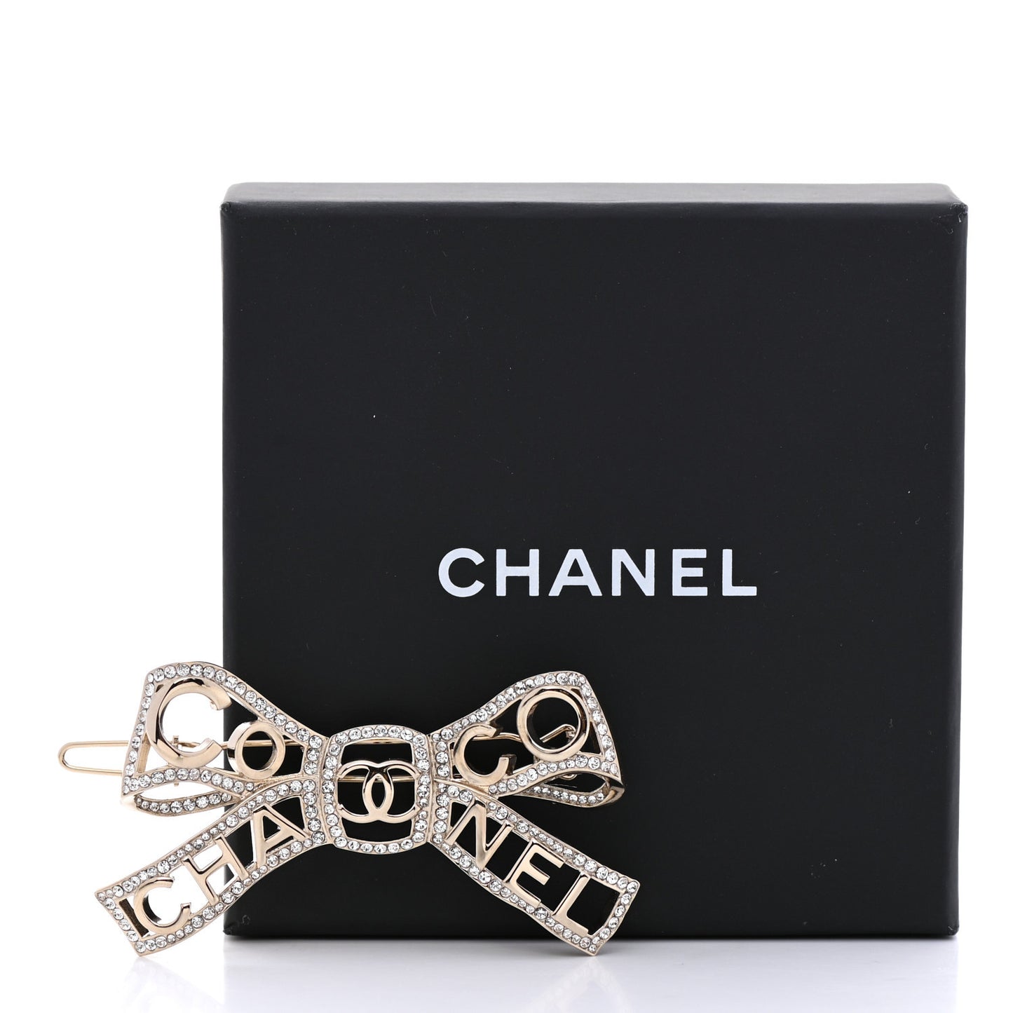 Metal Crystal Bow-tiful CC Hair Clip Gold