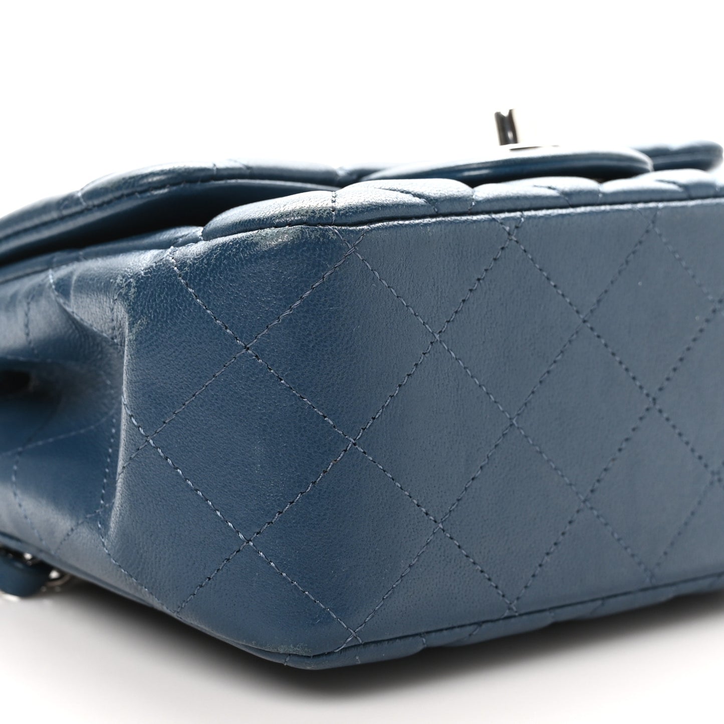 Lambskin Quilted Mini Square Flap Navy