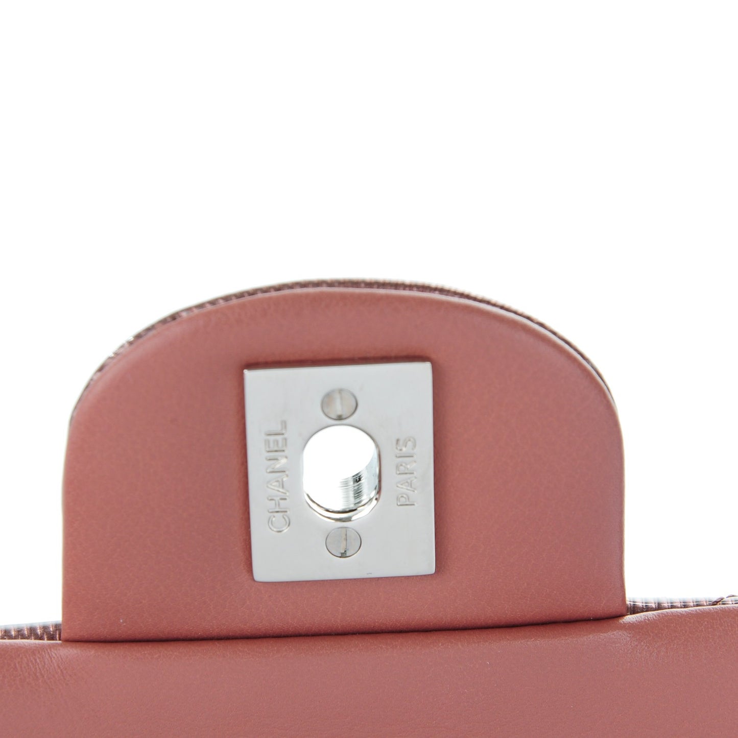 Striated Patent Quilted Clutch With Chain Flap Dark Pink