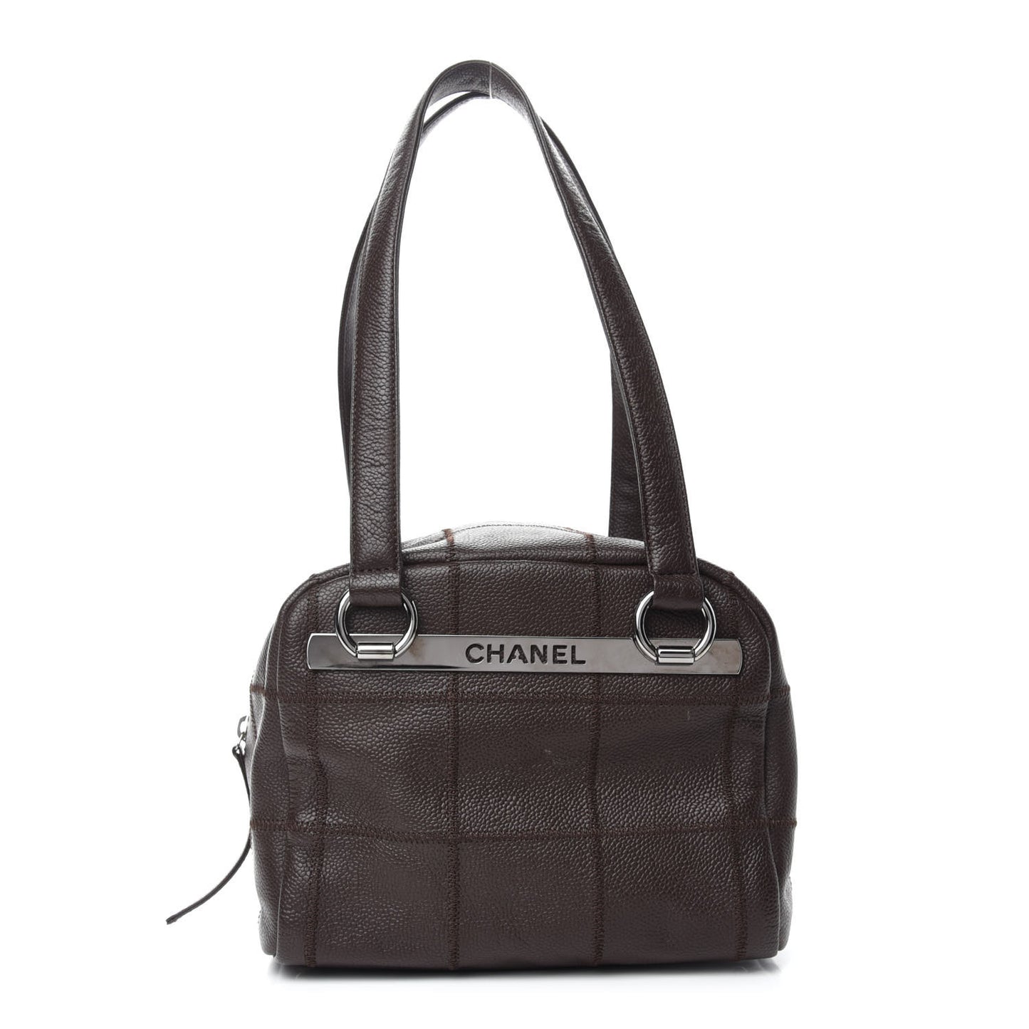Caviar Square Stitched Bowler Dark Brown