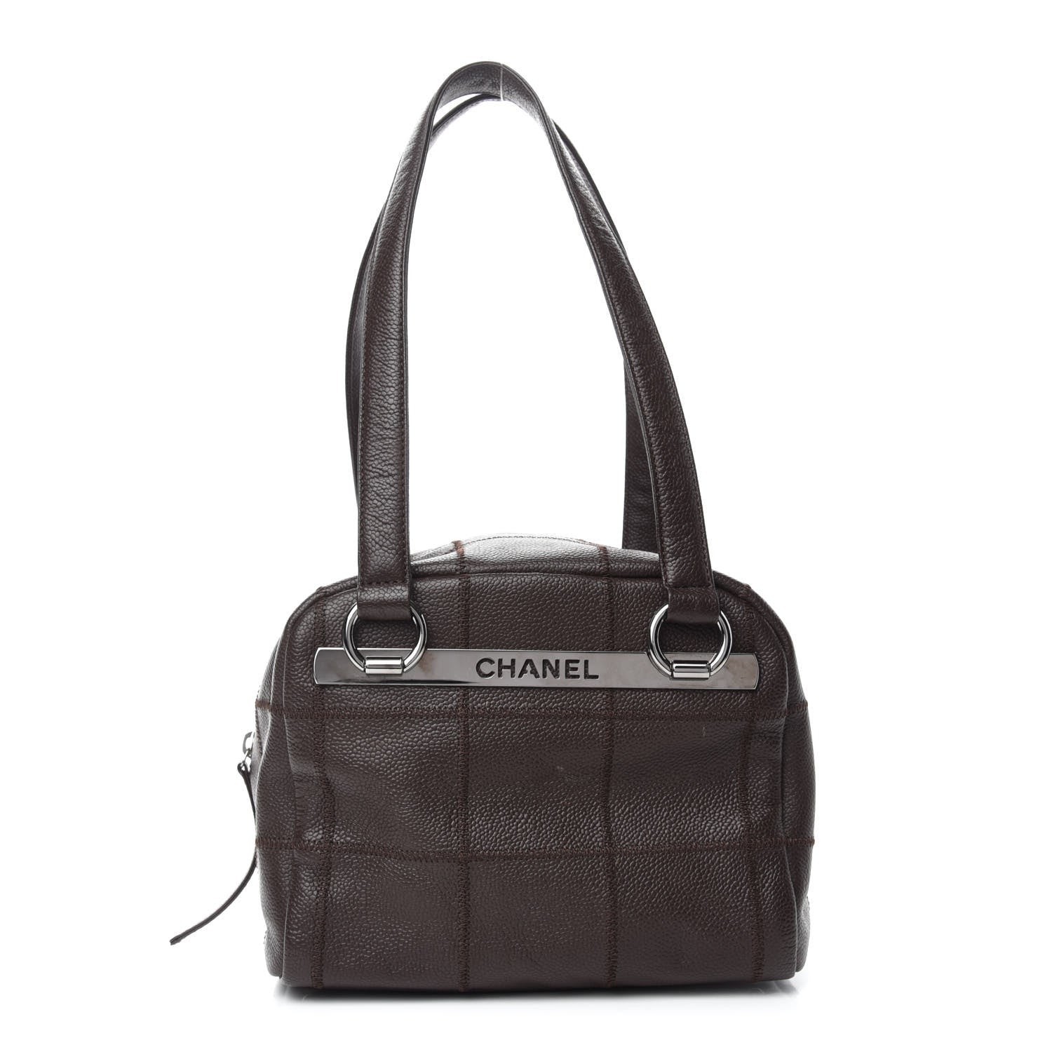 Chanel Caviar Square Stitched Bowler Dark Brown 1 of 11