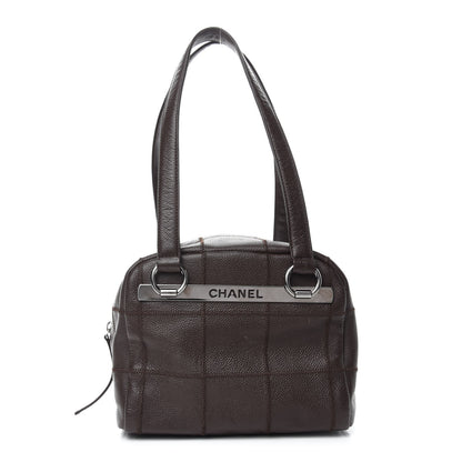 Chanel Caviar Square Stitched Bowler Dark Brown 1 of 11