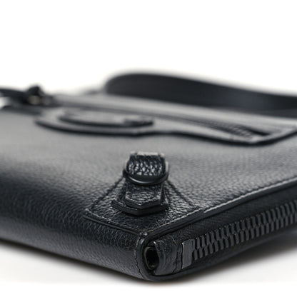 Balenciaga Grained Calfskin Neo Classic Black Hardware Zip Around Crossbody Black 9 of 9