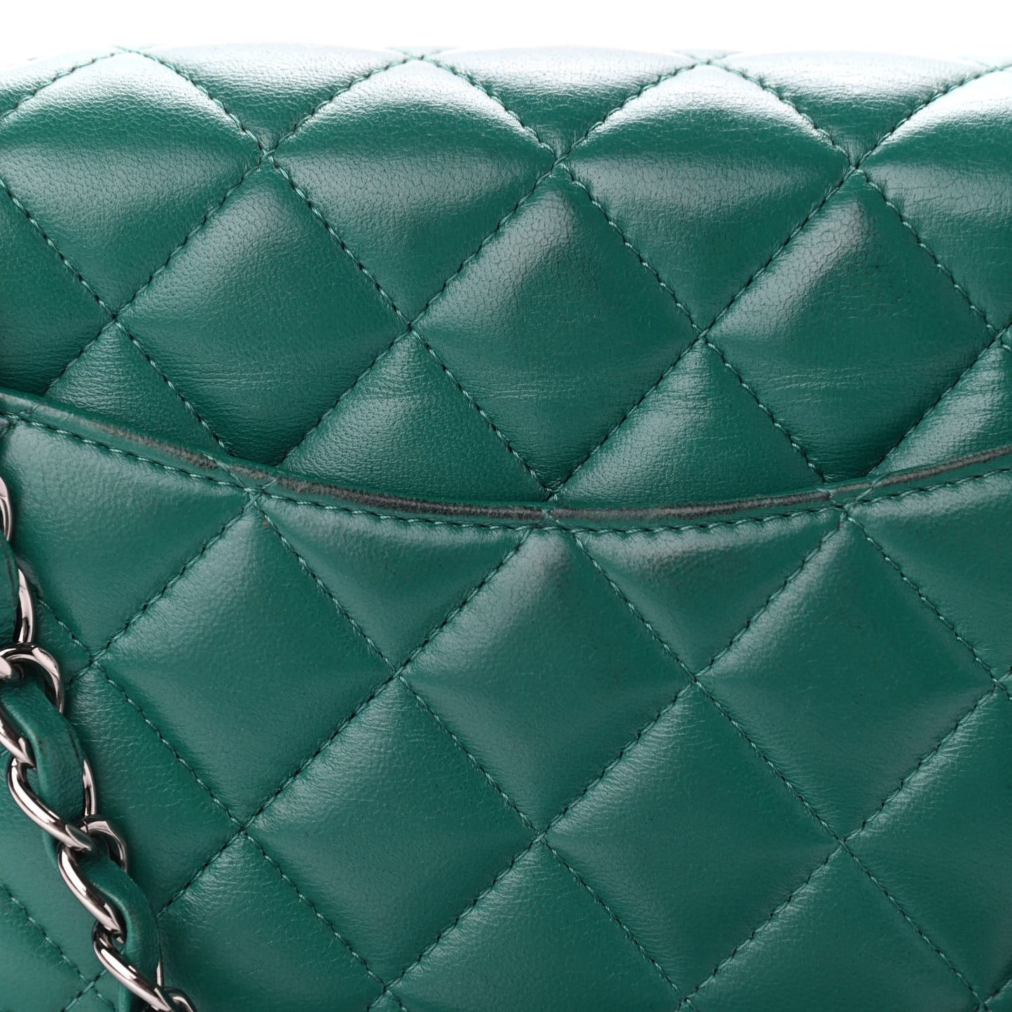 Lambskin Quilted Mini Rectangular Flap Green