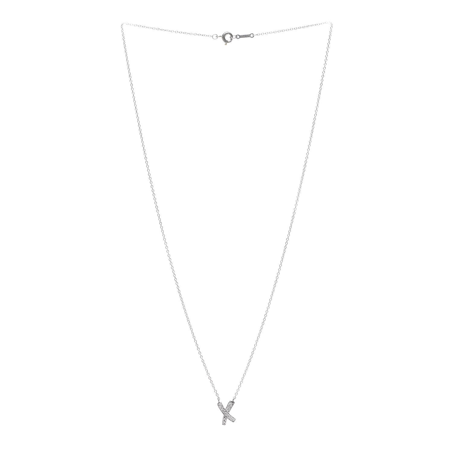 Tiffany Platinum Diamond Paloma Picasso Graffiti X Pendant Necklace 3 of 6