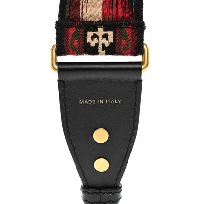 Christian Dior Canvas Embroidered Studded Bohemian Shoulder Strap Red 3 of 5