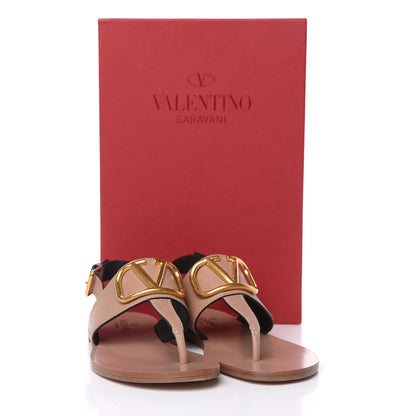 Valentino Garavani Grainy Cowhide Vlogo Slingback Flat Thong Sandals 36.5 Rose Cannelle 9 of 9