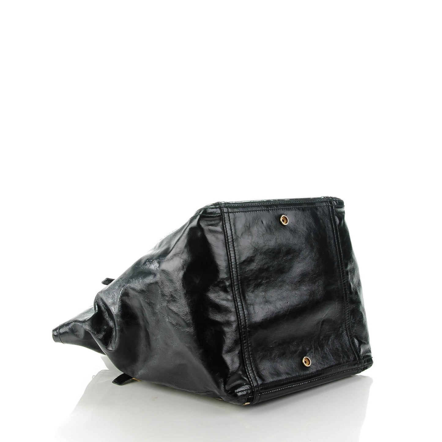 Textured Patent Large Downtown Tote Black