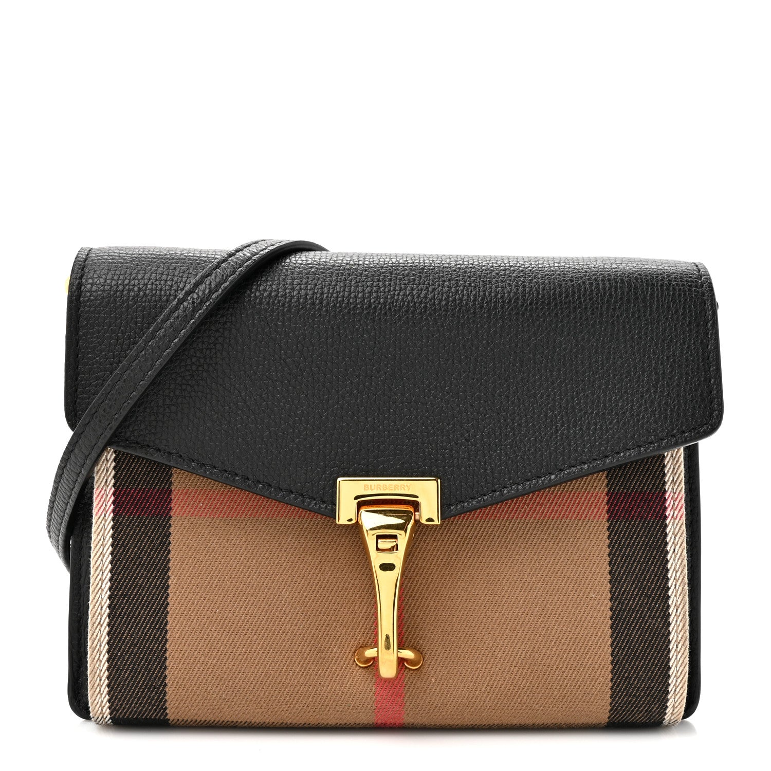 Burberry Derby Calfskin House Check Small Macken Crossbody Bag Black 1 of 10