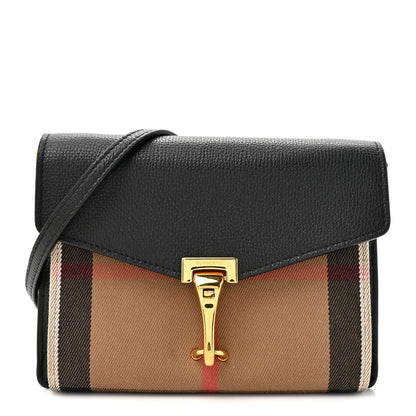 Burberry Derby Calfskin House Check Small Macken Crossbody Bag Black 1 of 10
