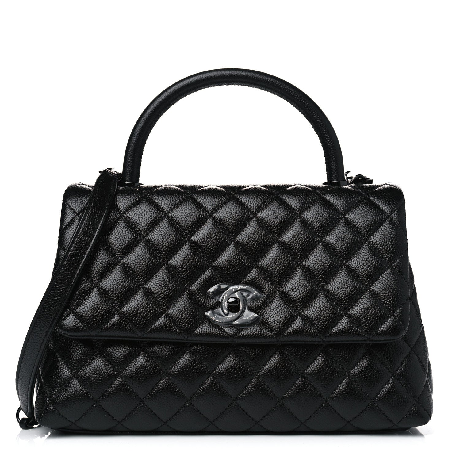 Chanel Caviar Quilted Small Coco Handle Flap So Black 1 of 4