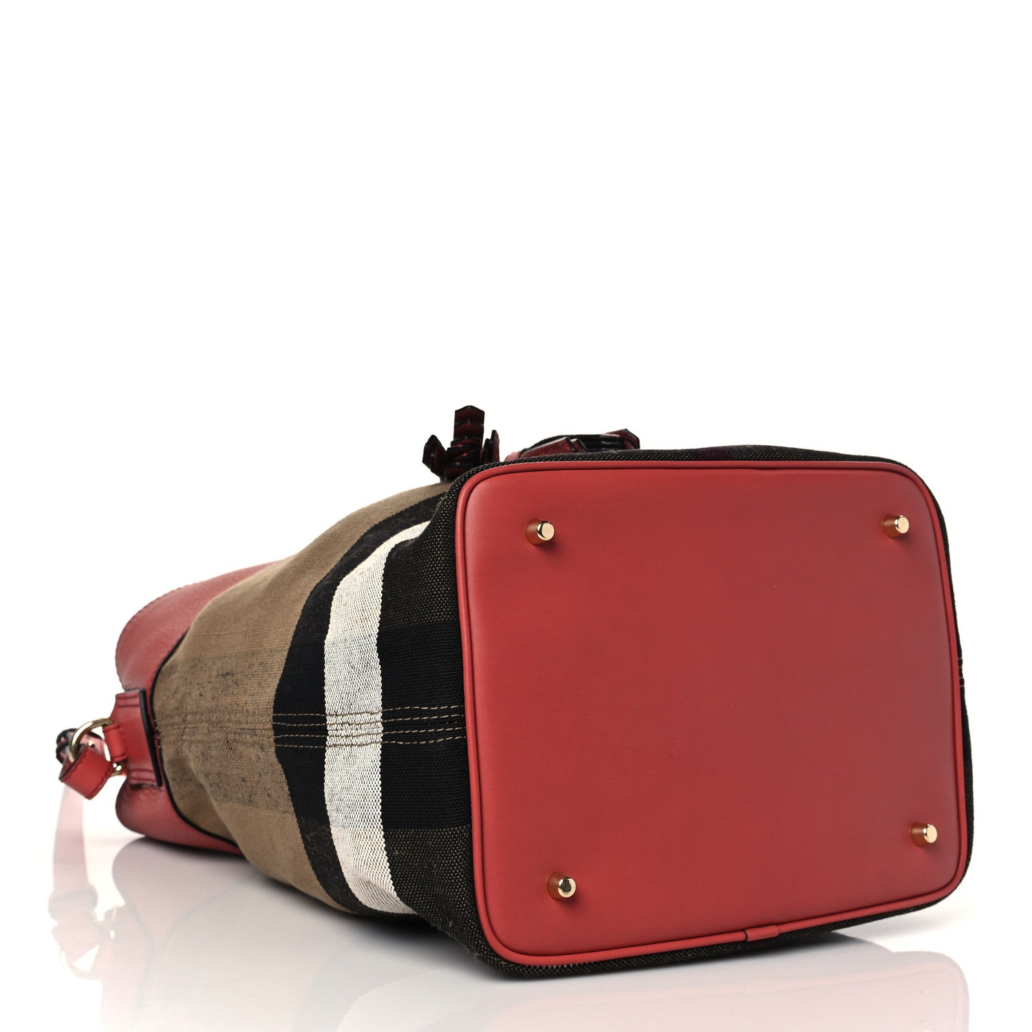 Burberry Canvas Mega Check Medium Ashby Tassel Hobo Cinnamon Red 5 of 9