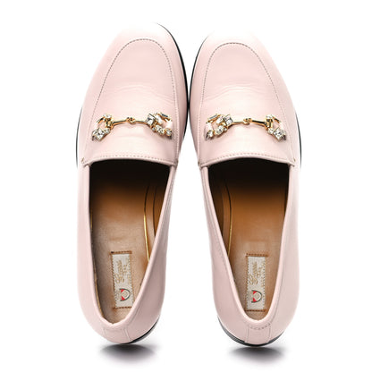 Gucci Malaga Kid Crystal Horsebit Womens Jordaan Loafers 37 Pink Hibiscus 2 of 10