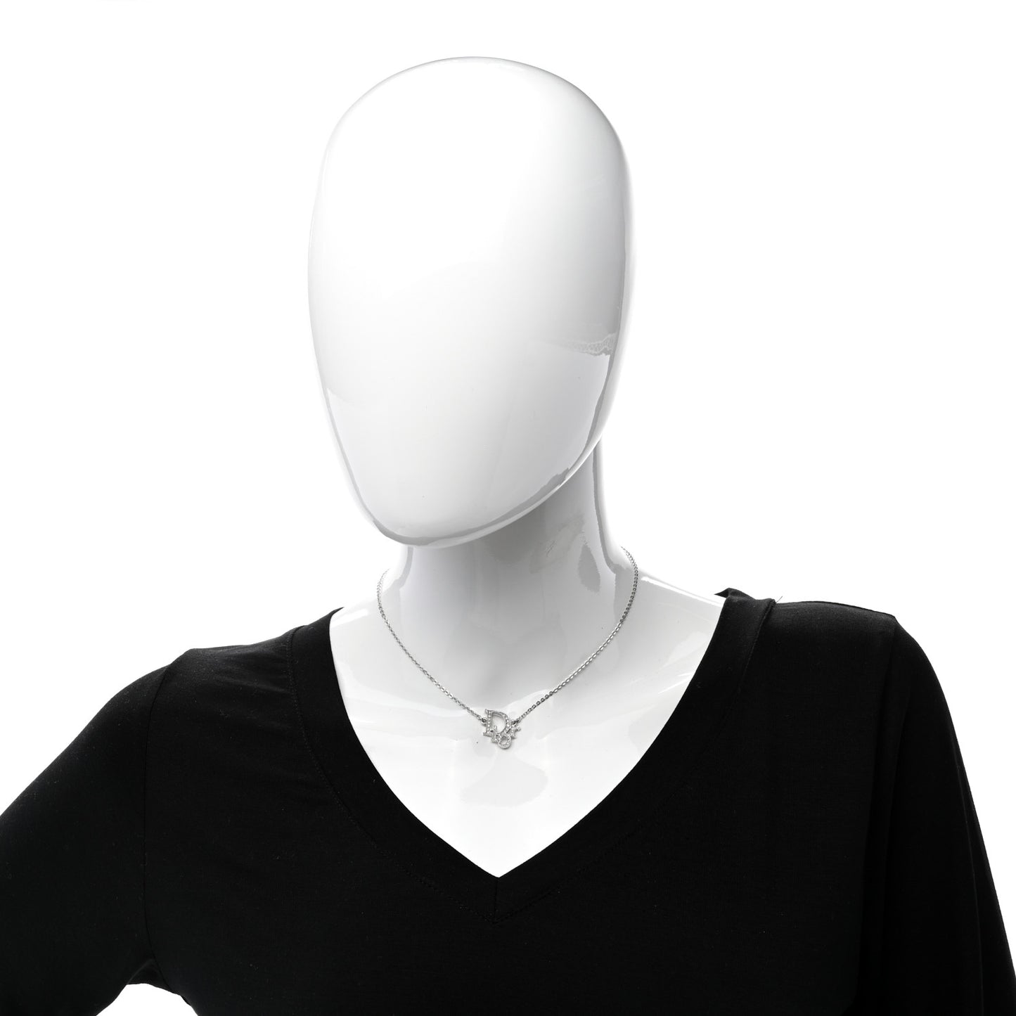 Crystal Logo Necklace Silver