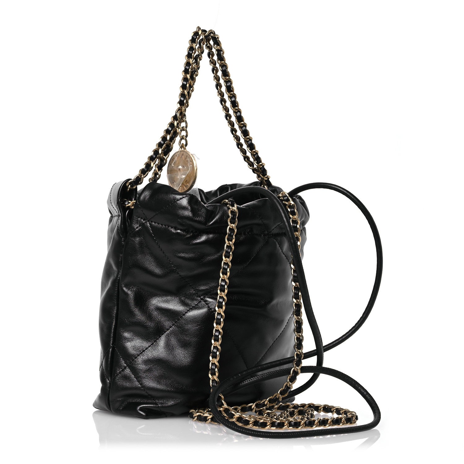 Chanel Shiny Calfskin Quilted Mini Chanel 22 Black 3 of 11