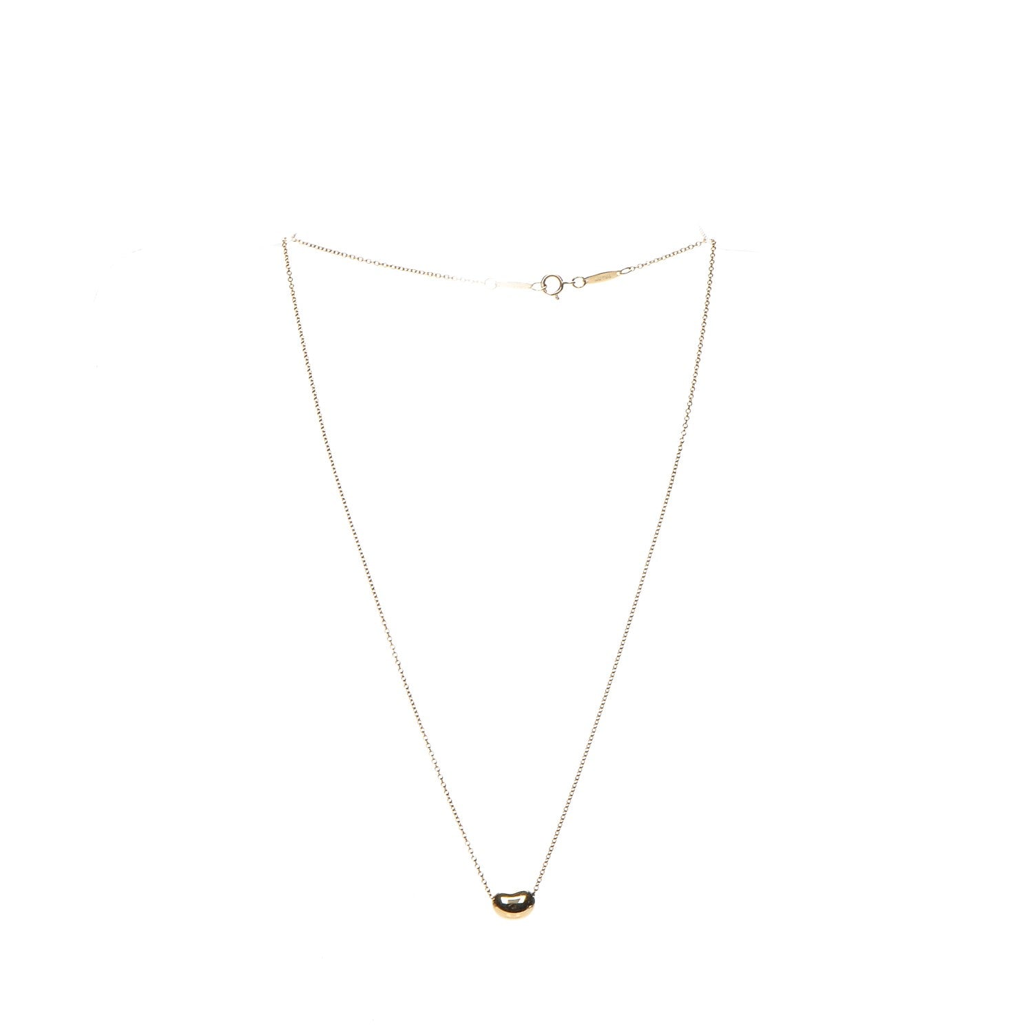 Tiffany 18K Yellow Gold 9mm Elsa Peretti Bean Pendant Necklace 3 of 6