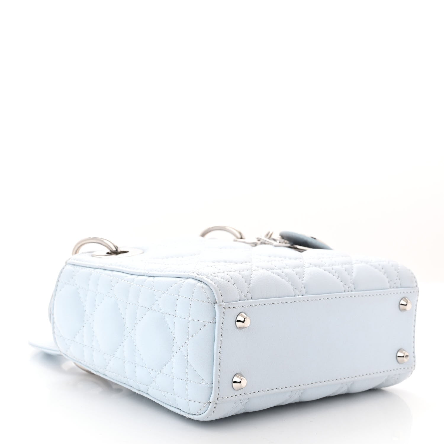 Christian Dior Lambskin Cannage Mini Lady Dior Crystal Strap Light Blue 4 of 12