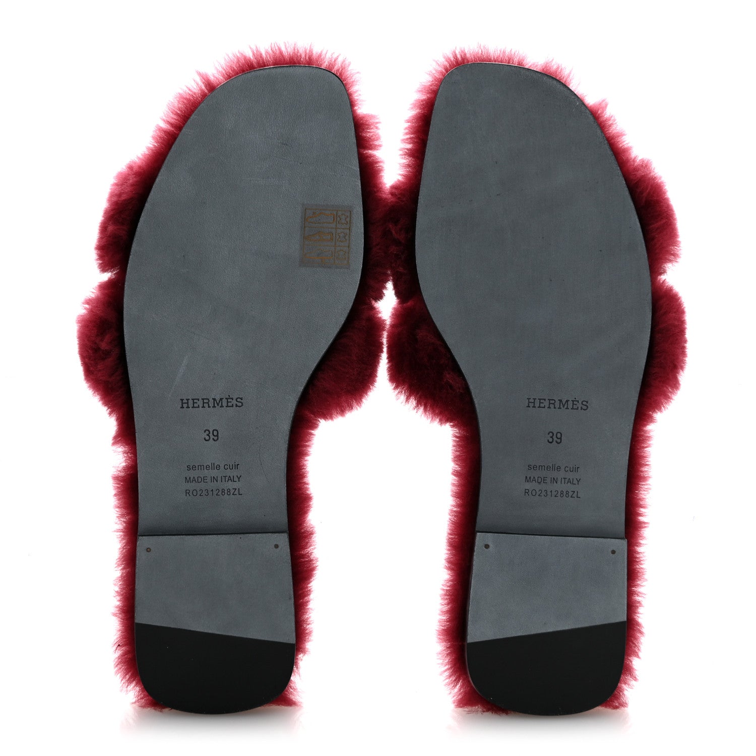 Hermes Woolskin Oran Sandals 39 Rouge H 6 of 9