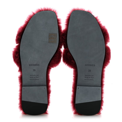 Hermes Woolskin Oran Sandals 39 Rouge H 6 of 9