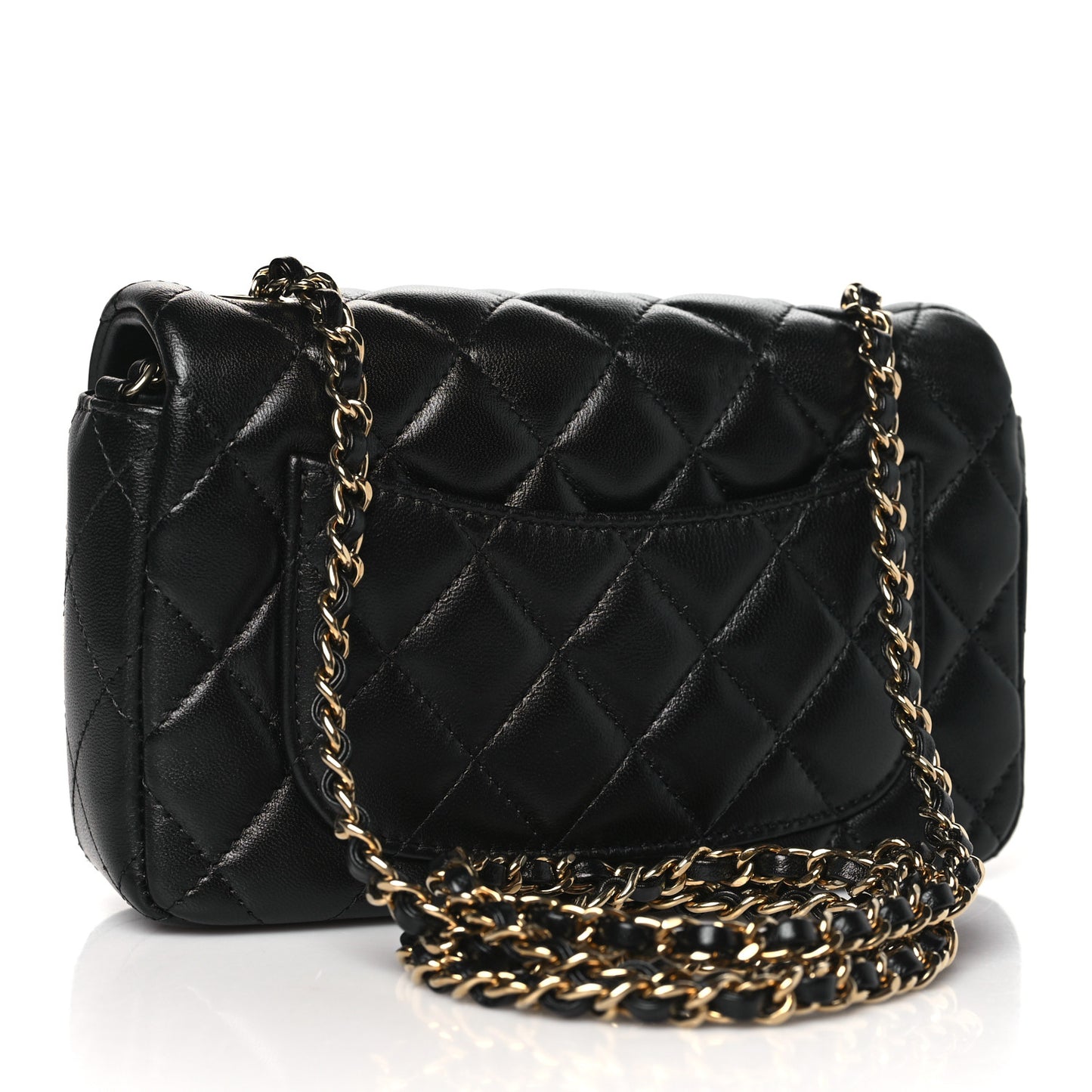 Lambskin Quilted Mini Rectangular Flap Black
