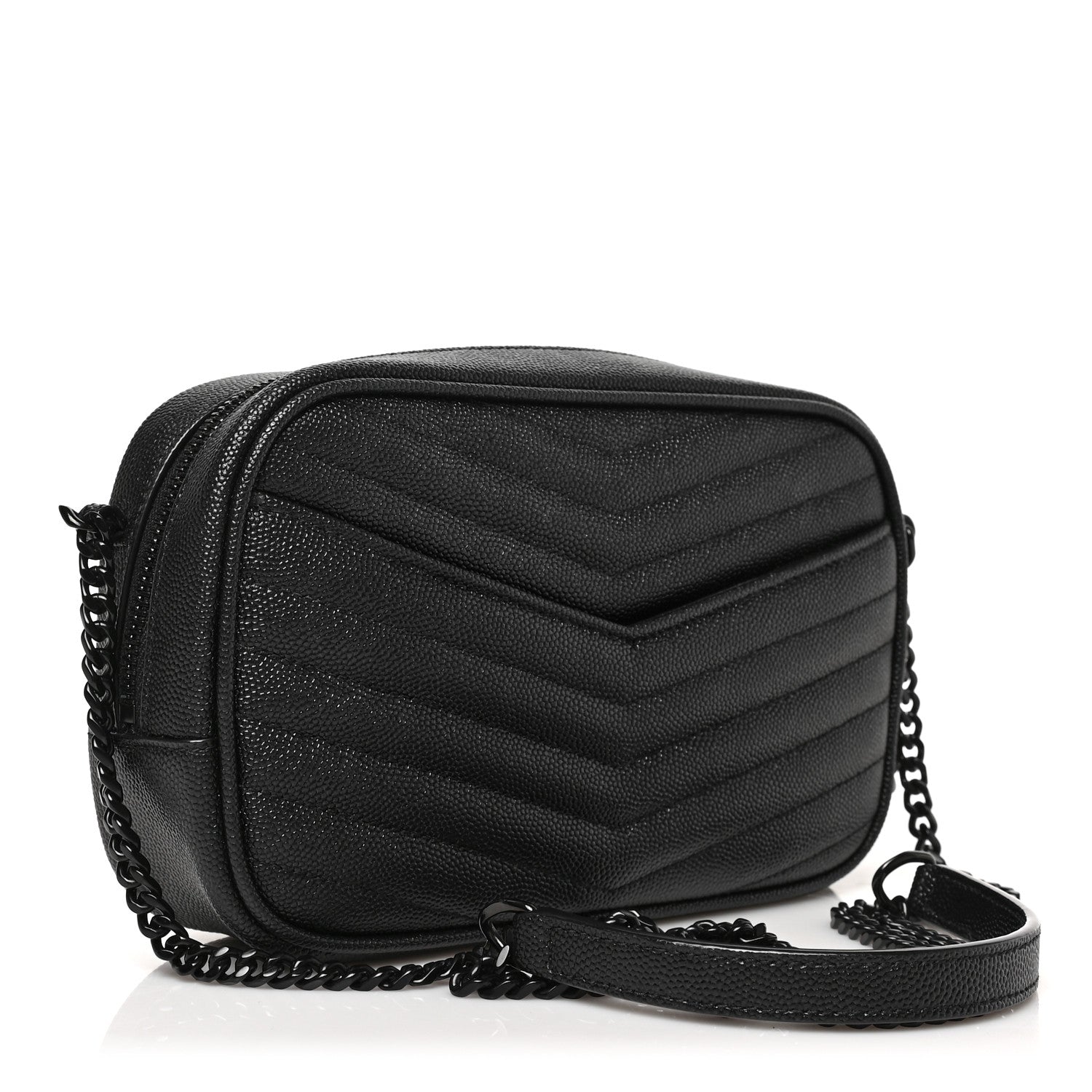 Saint Laurent Grain De Poudre Matelasse Monochrome Monogram Mini Lou Camera Bag Black 3 of 8