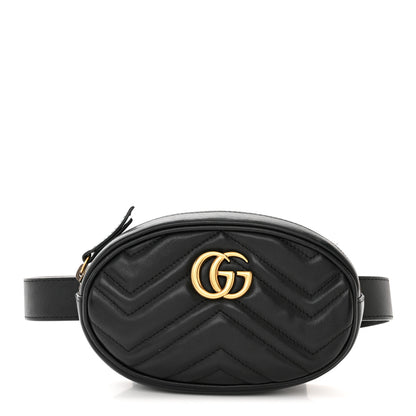 Gucci Calfskin Matelasse GG Marmont Belt Bag 95 38 Black 1 of 11