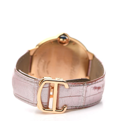 Cartier 18K Pink Gold Alligator Diamond Pave Bezel 42mm Ballon Bleu De Cartier Automatic Watch 3 of 5