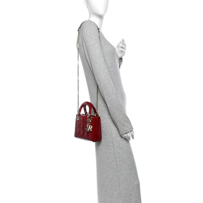 Christian Dior Patent Cannage Mini Lady Dior Red 2 of 10