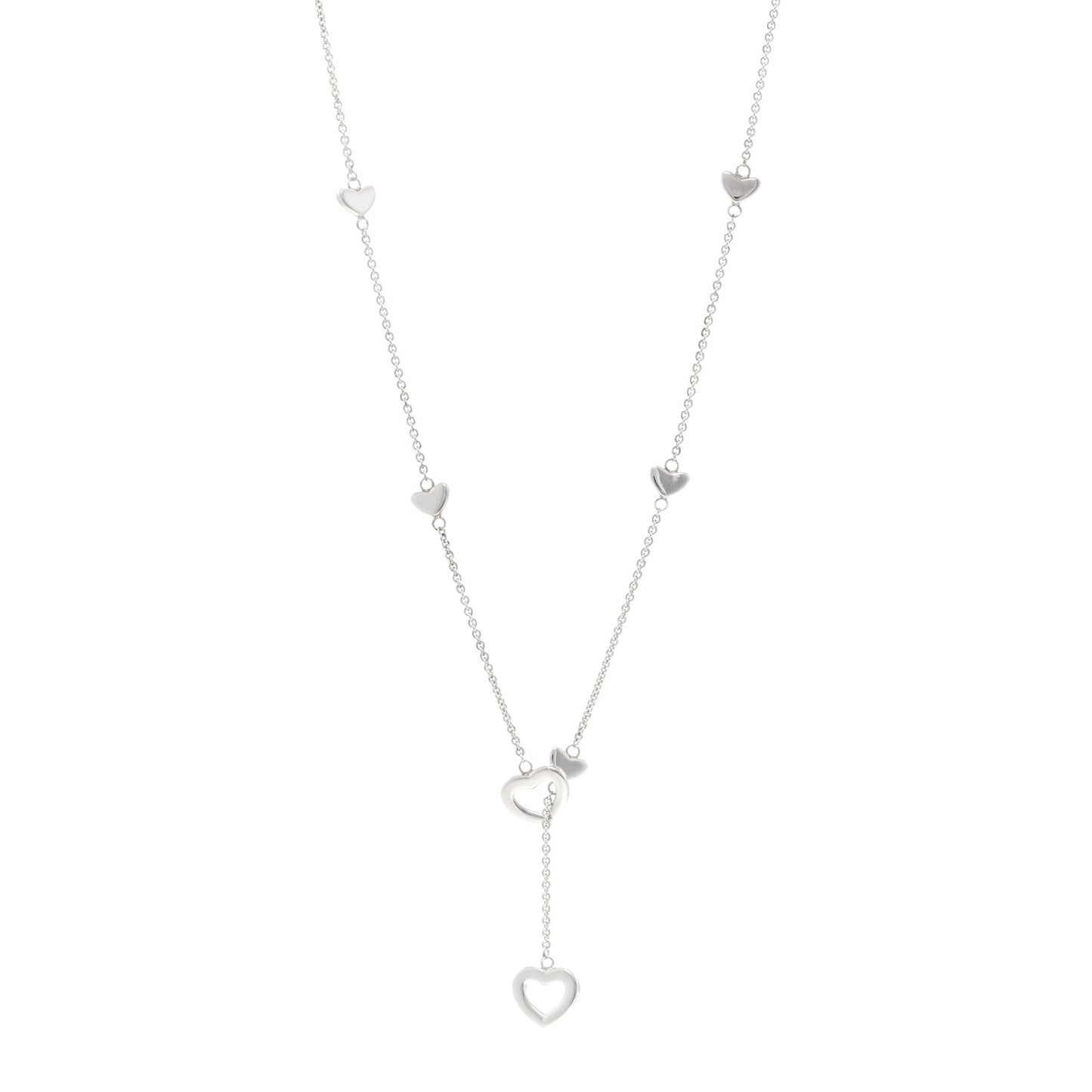 Sterling Silver Heart Lariat Necklace