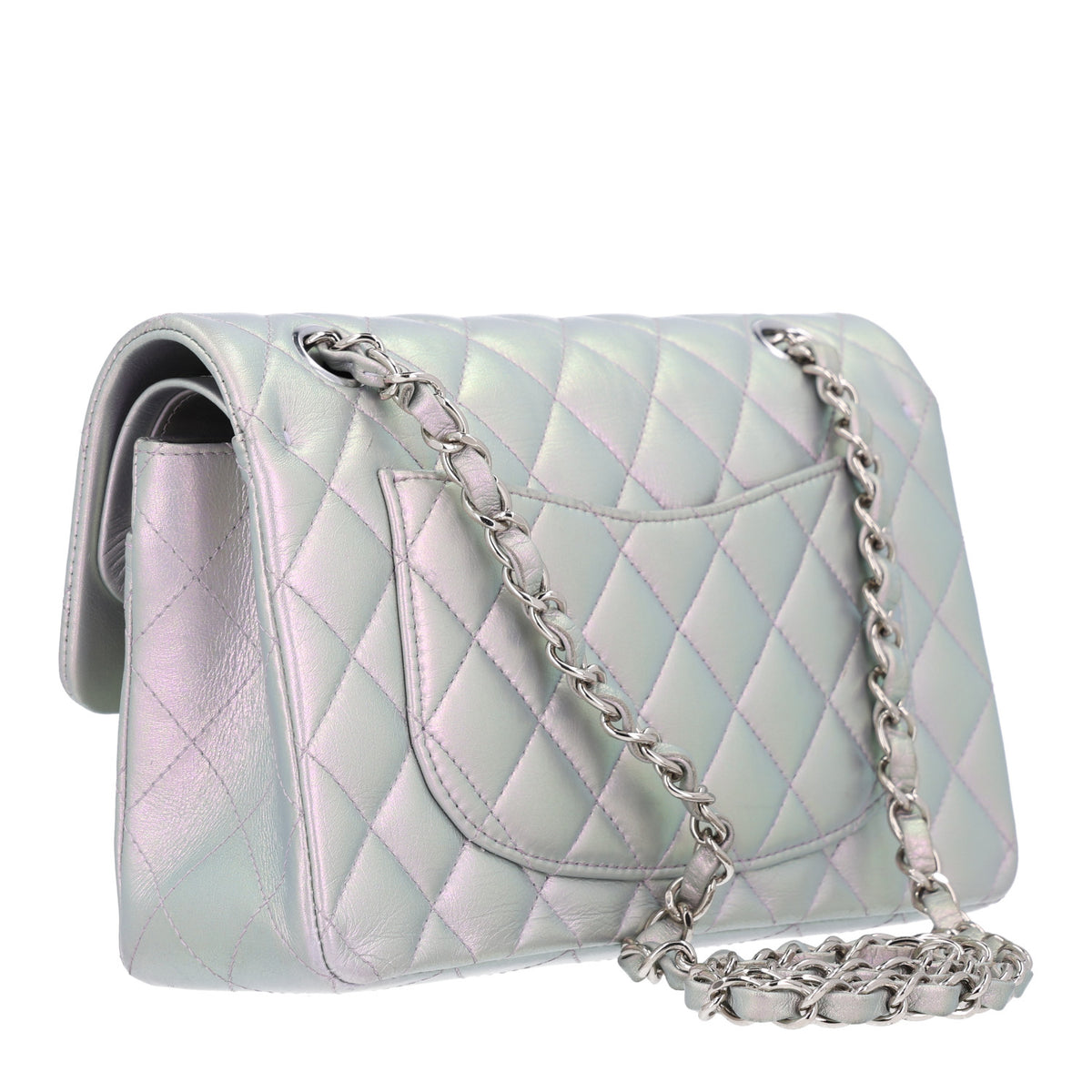 Chanel Iridescent Calfskin Quilted Small Double Flap Light Purple 3 of 10