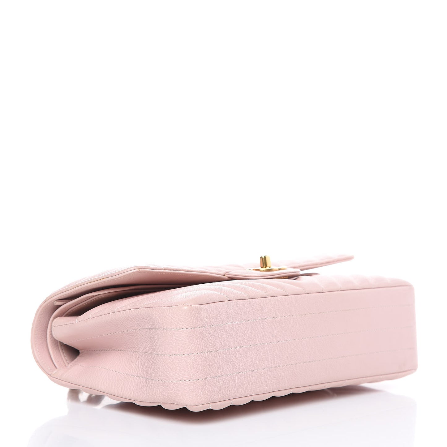 Calfskin Chevron Quilted Medium Double Flap Light Pink