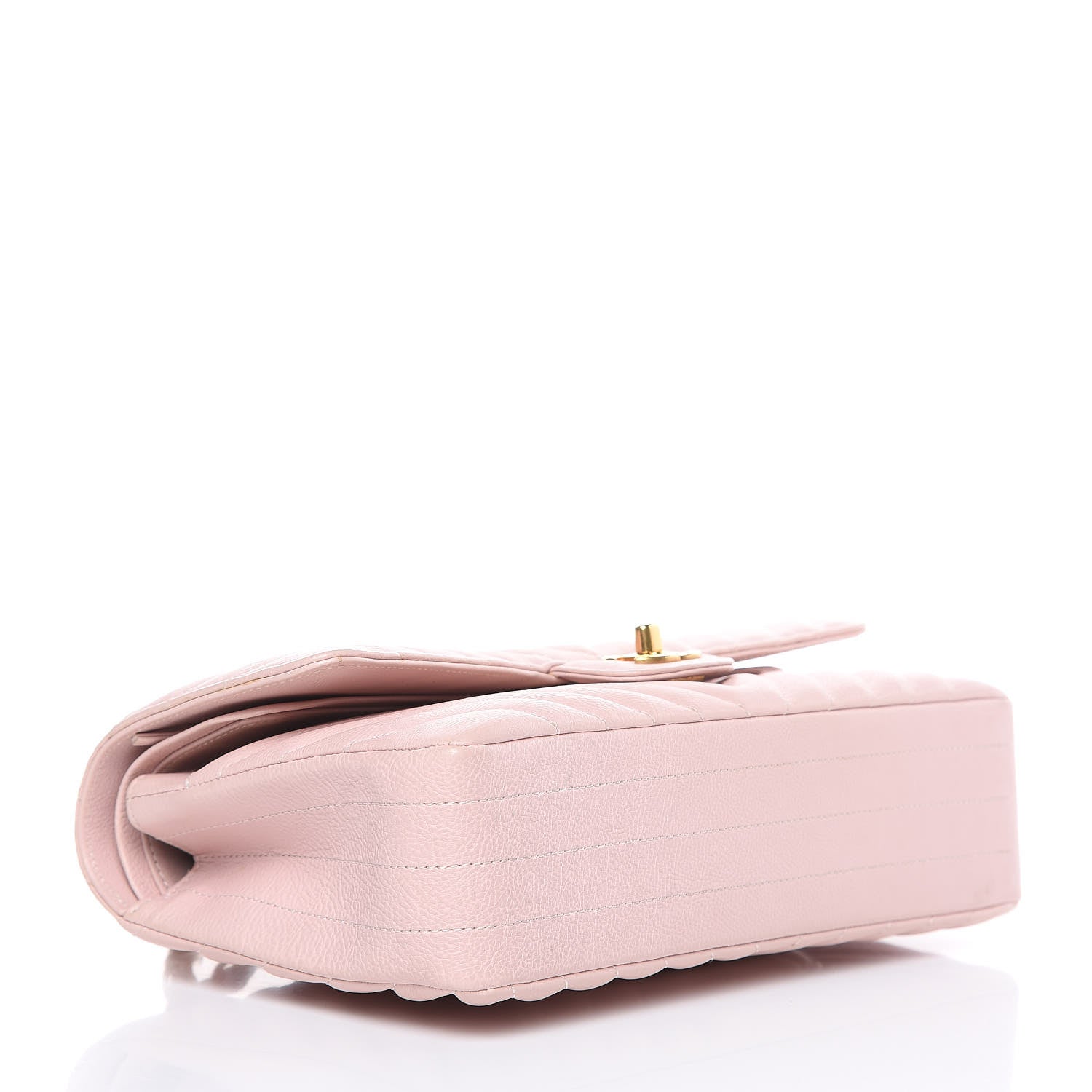 Chanel Calfskin Chevron Quilted Medium Double Flap Light Pink 4 of 15