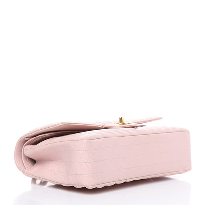 Chanel Calfskin Chevron Quilted Medium Double Flap Light Pink 4 of 15