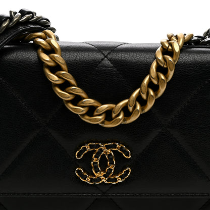Chanel Goatskin Quilted Chanel 19 Wallet On Chain WOC Black 9 of 11