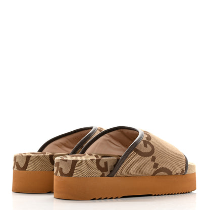 Gucci Monogram Jumbo GG Nappa Samoa Platform 40mm Slide Sandals 39 Camel Ebony New Acero 4 of 12