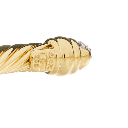David Yurman 18K Yellow Gold Diamond 5mm Cable Classics Bracelet 4 of 4