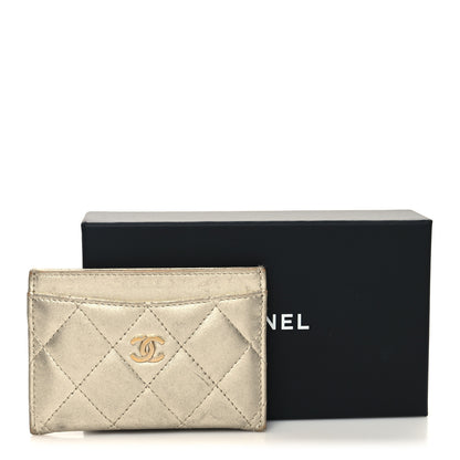 Chanel Metallic Lambskin Quilted CC Card Holder Gold 13 of 13