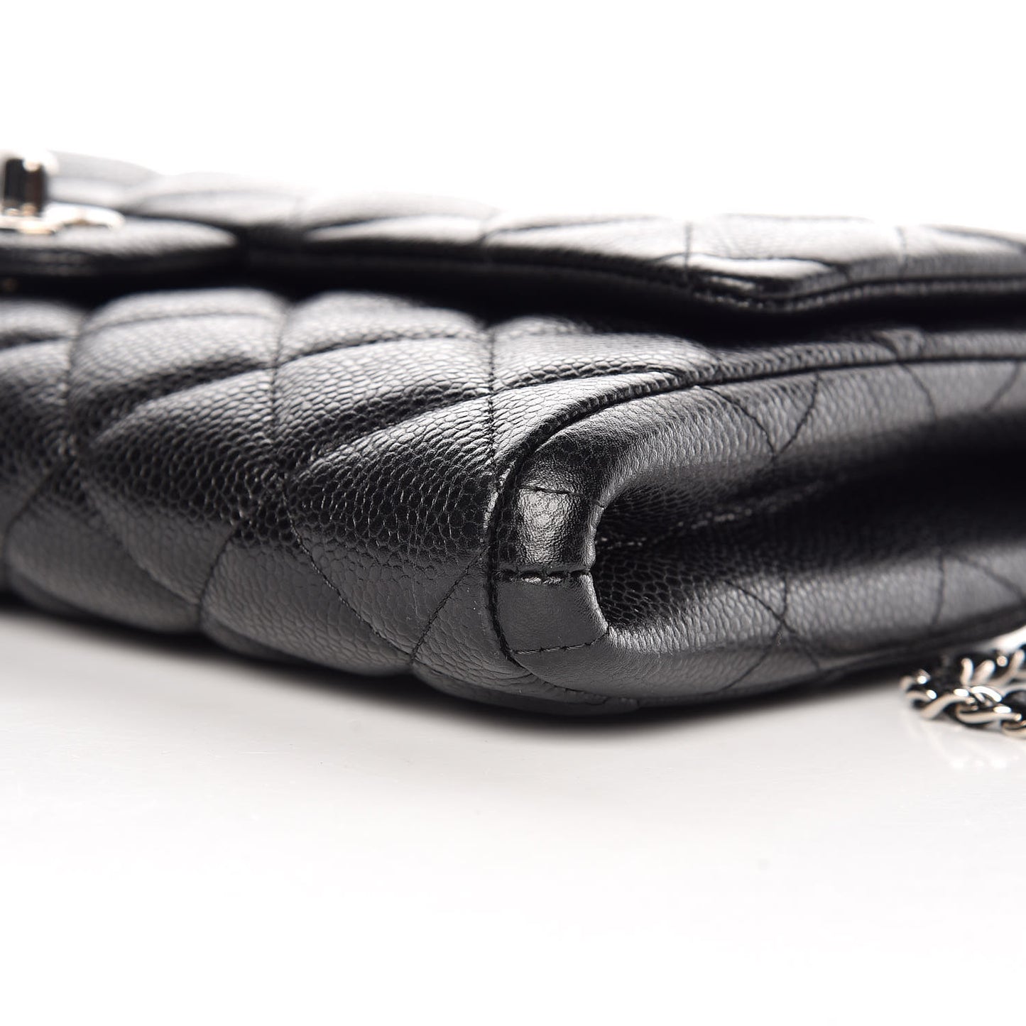 Caviar Quilted Clutch With Chain Flap Black