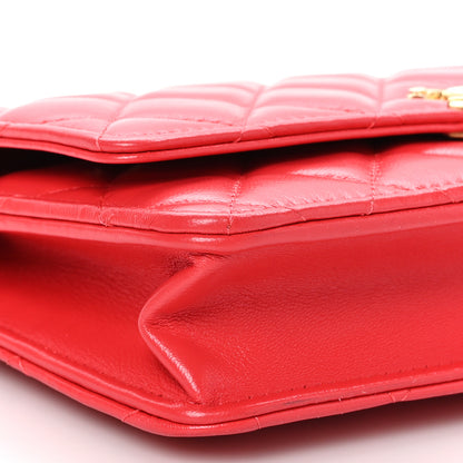 Chanel Lambskin Resin Quilted Wallet On Chain WOC Red 9 of 11