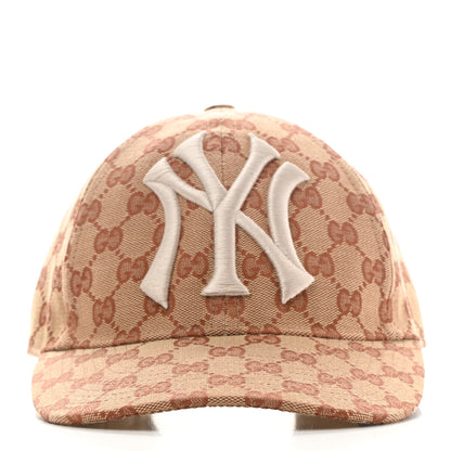 Gucci X MLB Monogram NY Yankees Baseball Hat 57-61 Beige Ruggine 3 of 9