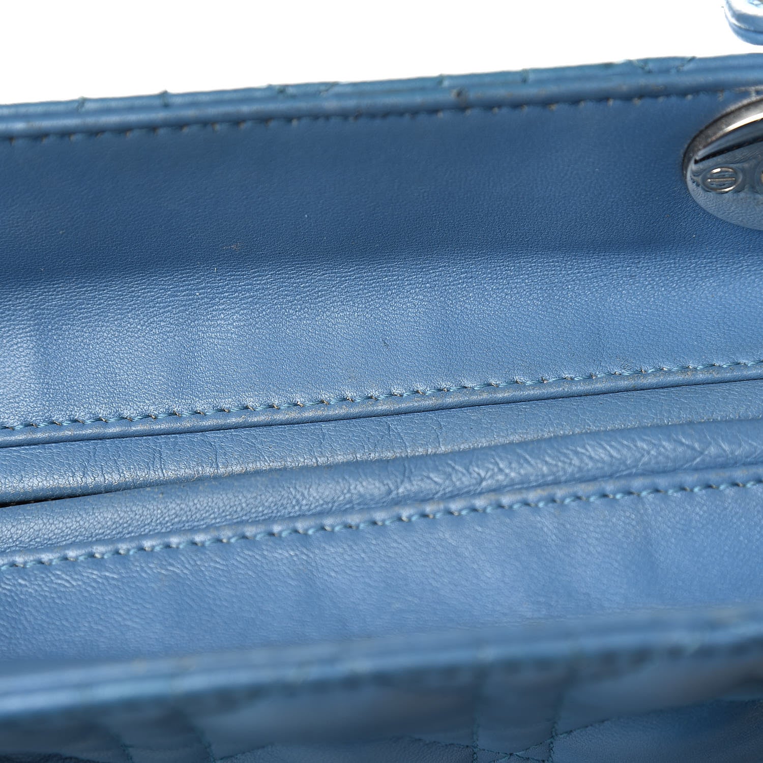 Christian Dior Lambskin Cannage Large Lady Dior Denim 12 of 18