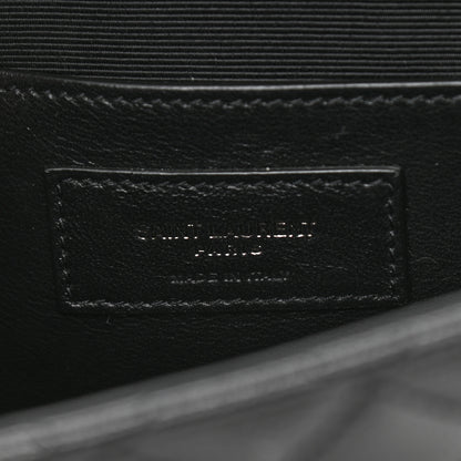 Saint Laurent Grain De Poudre Textured Mixed Matelasse Triquilt Small Monogram Satchel Black 7 of 10