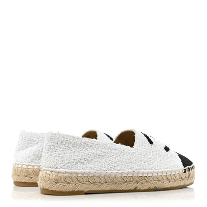 Chanel Tweed Grosgrain CC Espadrilles 36 White Black 4 of 11