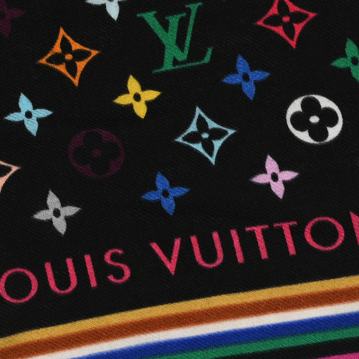 LV X TM Silk Monogram Multicolor Square 90 Scarf Black