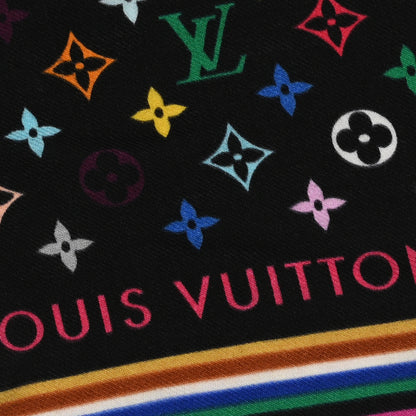 Louis Vuitton LV X TM Silk Monogram Multicolor Square 90 Scarf Black 2 of 3