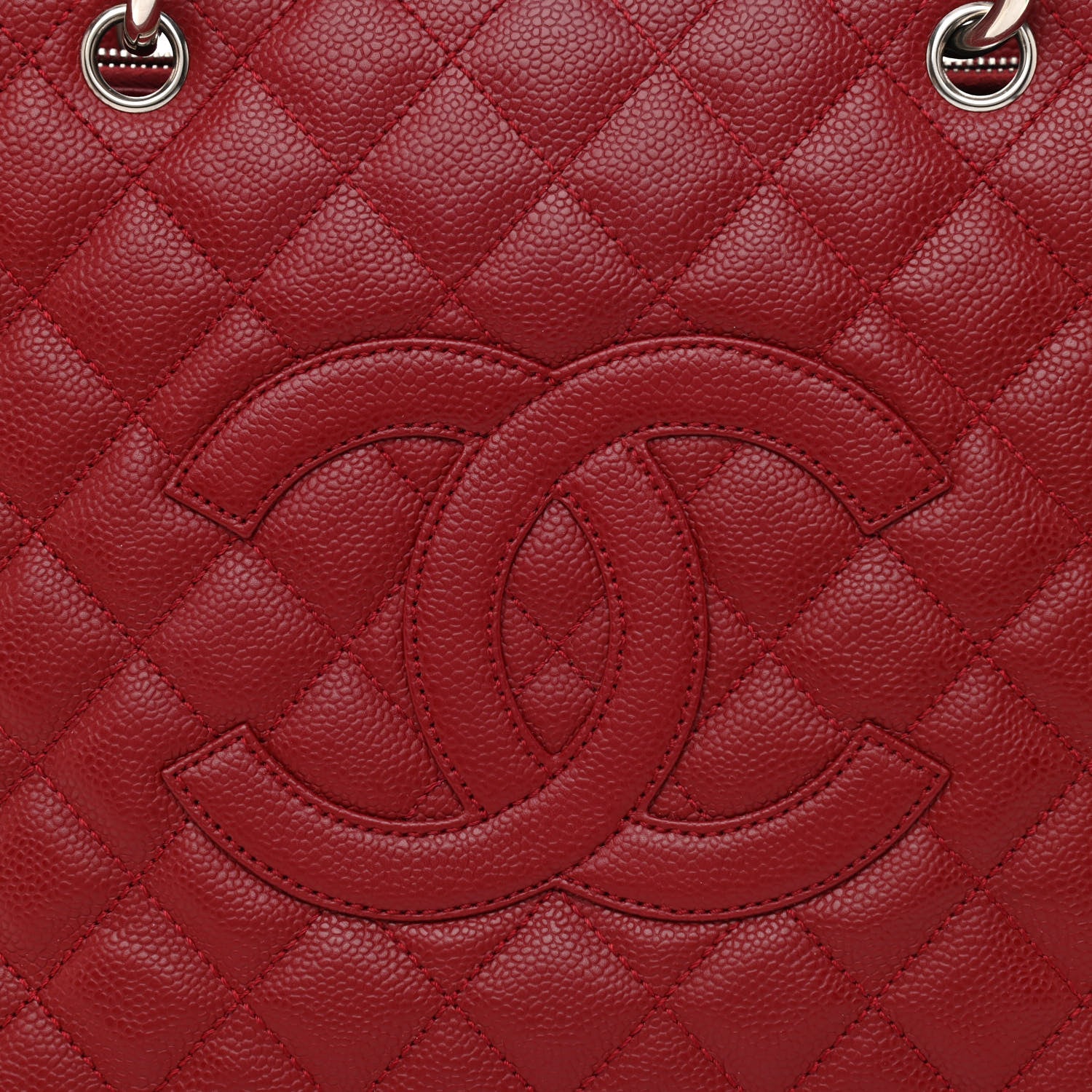 Chanel Caviar Quilted Grand Shopping Tote GST Red 7 of 10