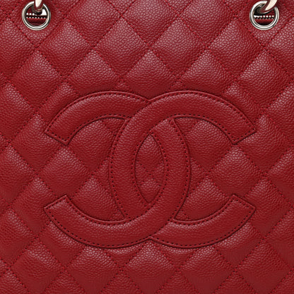 Chanel Caviar Quilted Grand Shopping Tote GST Red 7 of 10