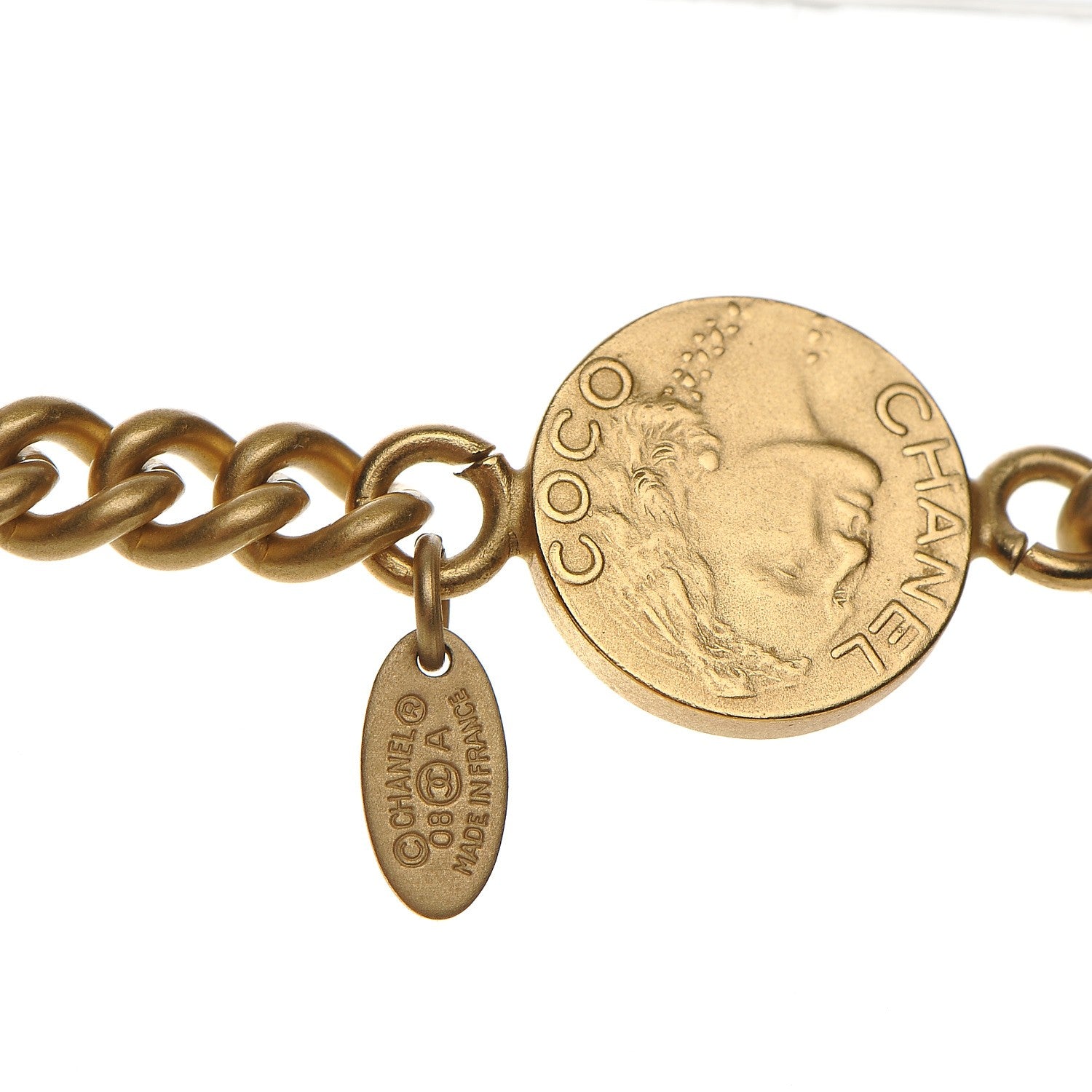 Chanel CC Coco Camellia Coin Long Necklace Gold 8 of 11