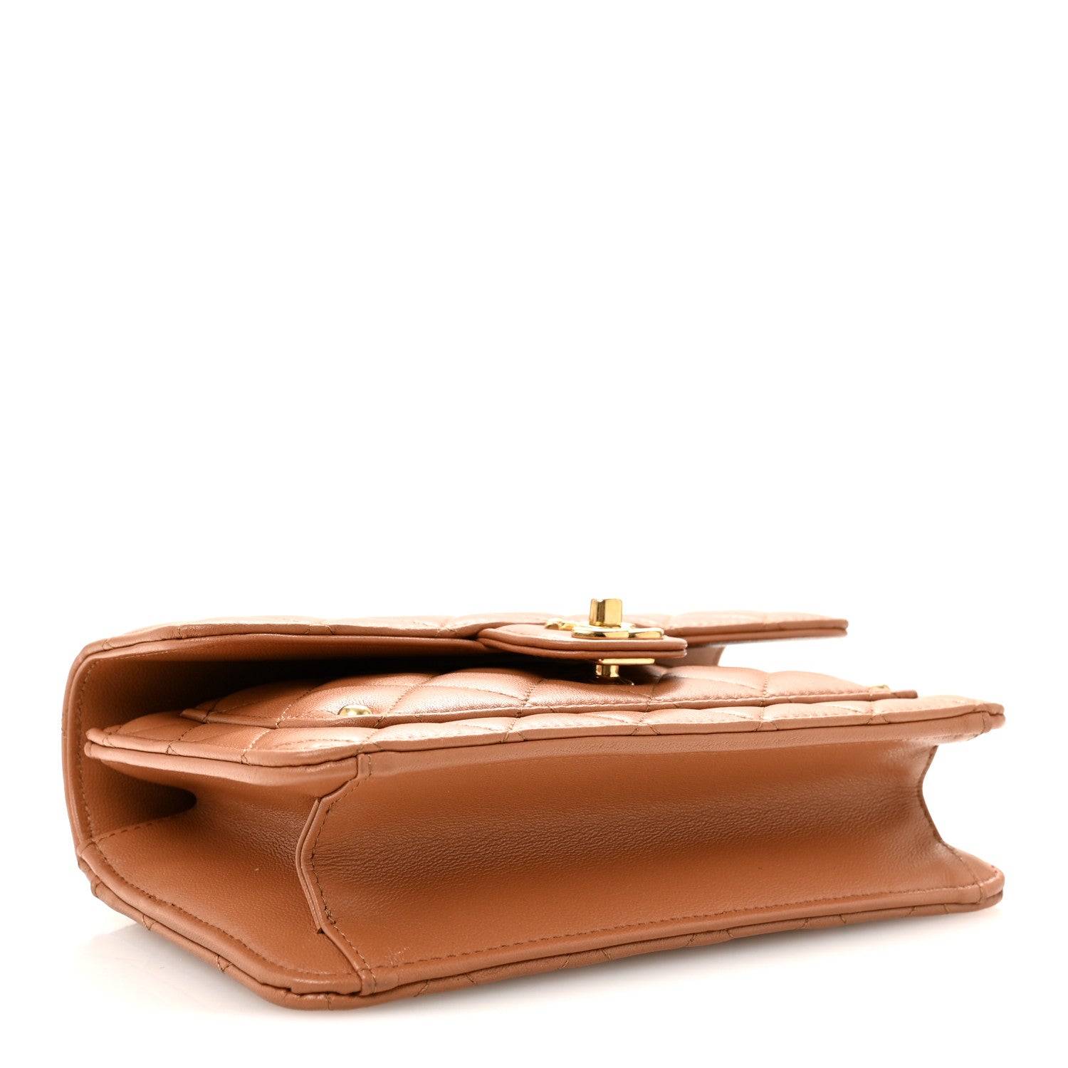 Chanel Lambskin Quilted Preppy Satchel Wallet On Chain WOC Brown 4 of 12