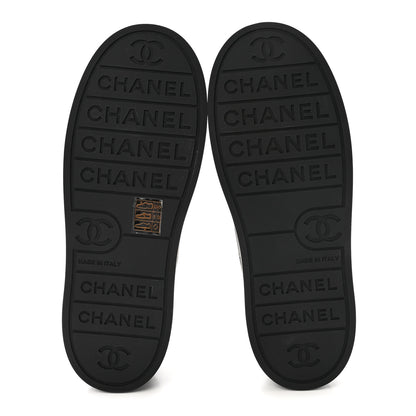 Chanel Lambskin Printed Logo Sneakers 37.5 Black 6 of 10